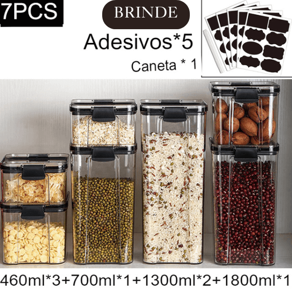 Kit Potes Herméticos Porto de 7 peças + Brinde