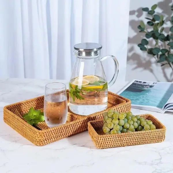 Bandeja Artesanal em Rattan Camboja