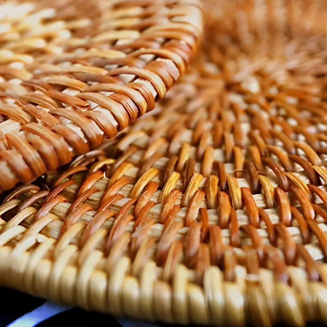 Suporte para Mesa Artesanal em Rattan de 6 peças + Suporte