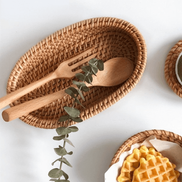 Cesto Artesanal em Rattan Manila