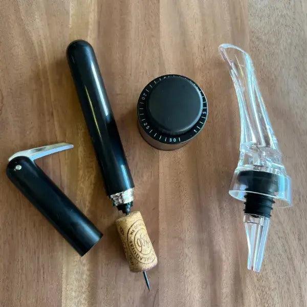 Kit Degustação Vinhos -Compre Aerador e Rolha a Vácuo e Ganhe o Saca-rolhas Pneumático