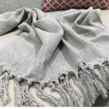 Manta Cobre Colcha Cama Sofá Peseira Algodão Com Franja Cartier