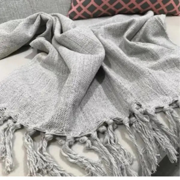 Manta Cobre Colcha Cama Sofá Peseira Algodão Com Franja Cartier