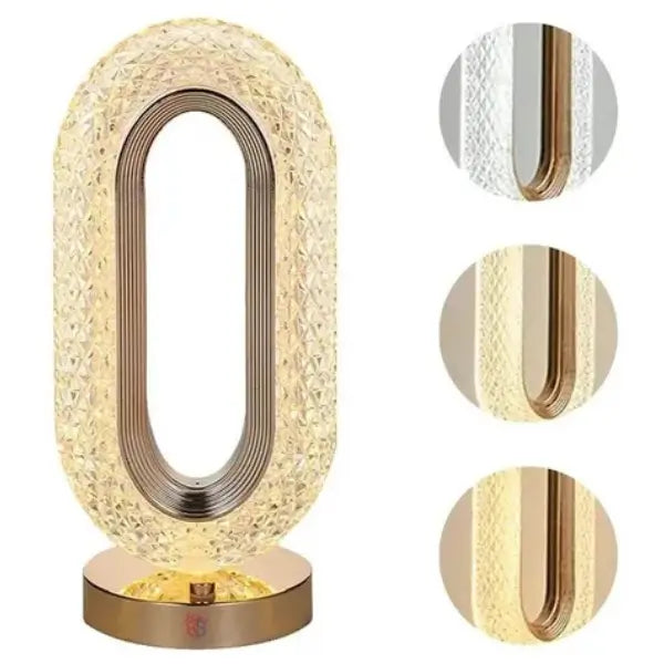 Luminária Mesa LED Cristal Luxo 3 Tons Touch