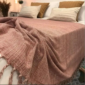 Manta Cobre Colcha Cama Sofá Peseira Algodão Com Franja Cartier