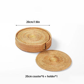 Suporte para Mesa Artesanal em Rattan de 6 peças + Suporte