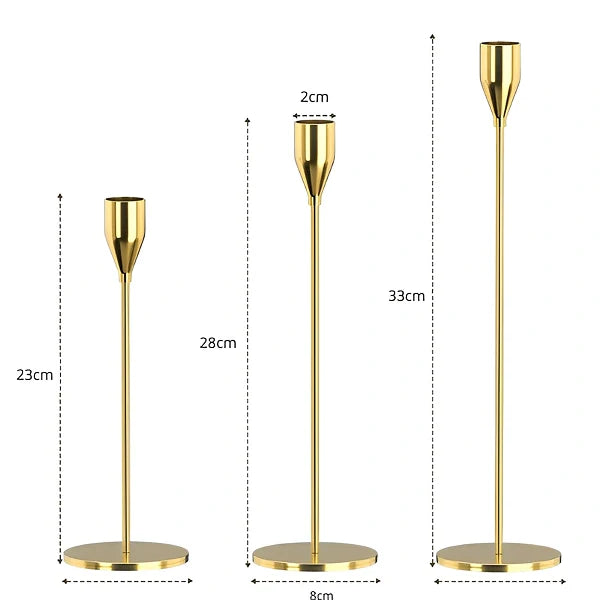 Conjunto Castiçal Minimalista Chartres de 3 peças