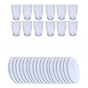 Jogo de Pratos Fundos e Copos de Vidro Arizona 200ml