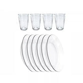 Jogo de Pratos Fundos e Copos de Vidro Arizona 200ml