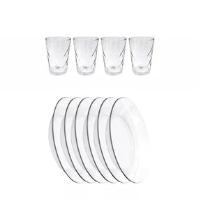 Jogo de Pratos Fundos e Copos de Vidro Arizona 200ml