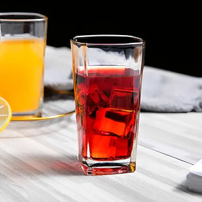 Jogo De 6 Copos Vidro 320ml Bali Quadrado Luxo Transparente