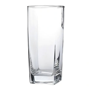 Jogo De 6 Copos Vidro 320ml Bali Quadrado Luxo Transparente