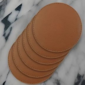 Jogo suporte para Copos Couro Sintético 6 peças Dupla Face