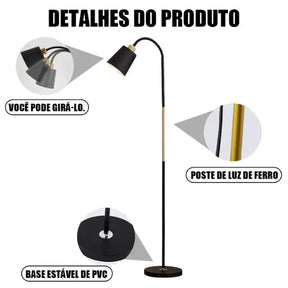 Luminária de chão Preta