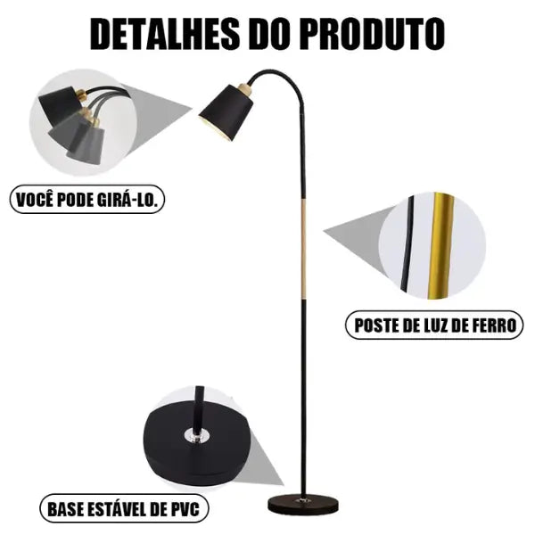 Luminária de chão Preta